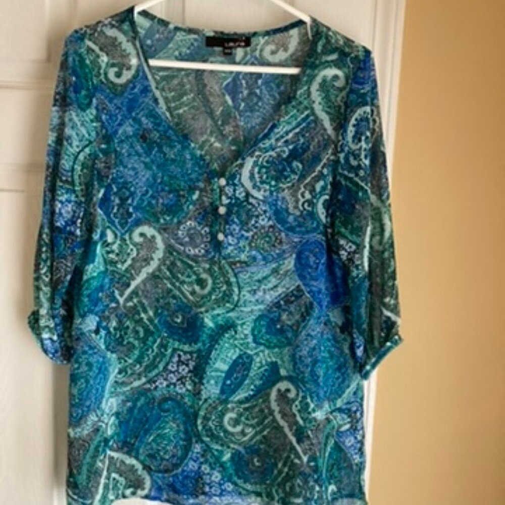Laura Sheer 3/4 sleeve Blouse sz medium